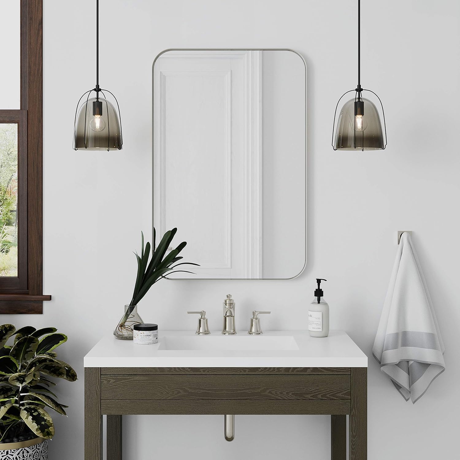 Art Street Frameless Unframed Wall Mount Rectangular Mirror ? Curve Edges, Smooth Corners, Stylish Bathroom Mirror ? Suitable for Bathroom, Bedroom, Living Room, Dressing Room, 60x80 CM-image-14