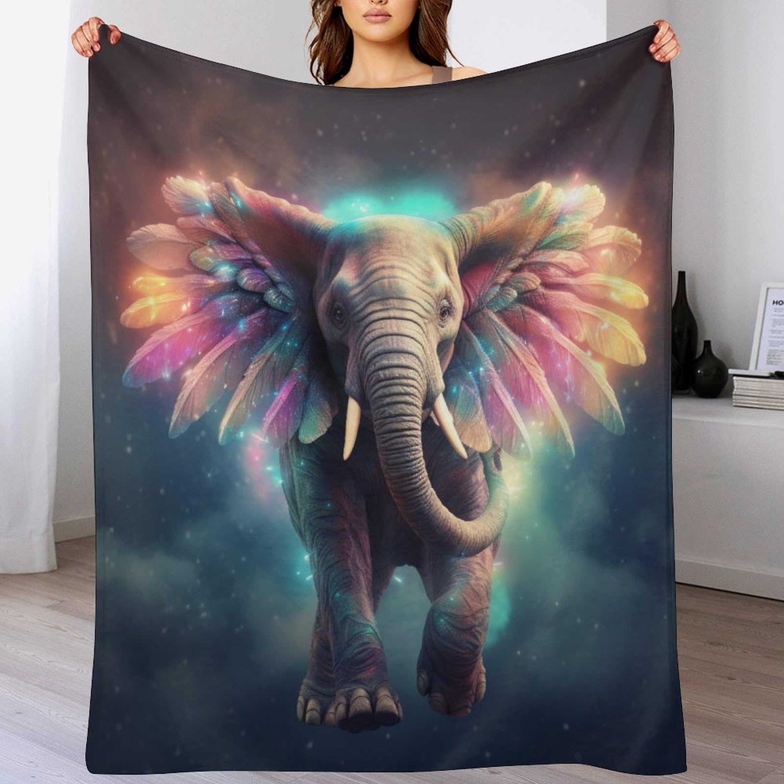 Couverture polaire éléphant 130x150cm pour vos soirées canapé cocooning au chaud