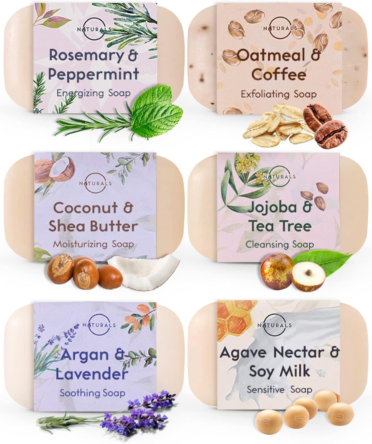 O Naturals Moisturizing Soap Bars - Natural Soap Bar, Organic Soap - Body Soap Bars, Face and Hand Soap - Shower Soap, Body Wash Bar - Deep Cleansing Skin Soap Bar
