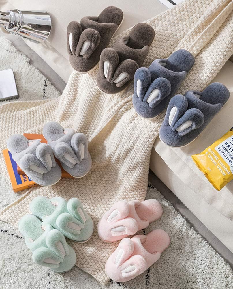 Women's Rabbit Ear Plush Slippers – Non-Slip Fluffy Bunny Slippers For Indoor Warmth