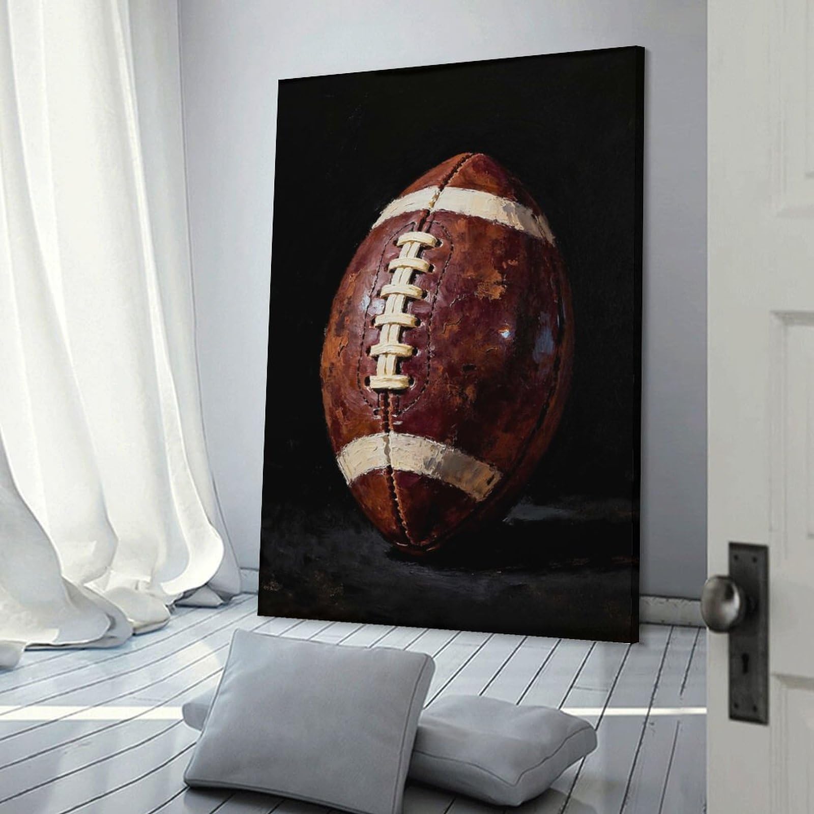 Junmoney American Football Still Life Painting Decorative Canvas Print, 24x36inch(60x90cm), for Hallway, Bedroom Or Modern Interiors, Gift Idea for Housewarming And Birthdays