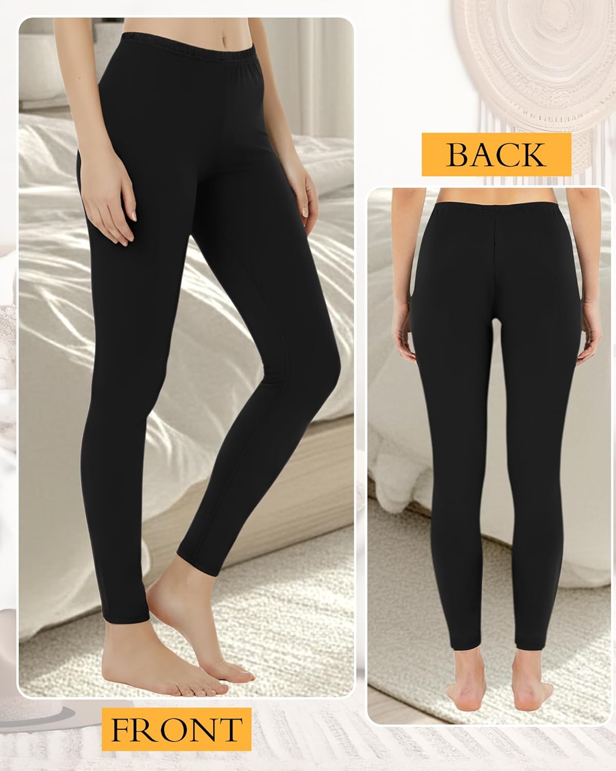 Patelai 3 Pack Women Fleece Lined Leggings Thermal Winter Tights Low Waisted Thick Underwear Bottom Warm Base Layer Pants - Image 2