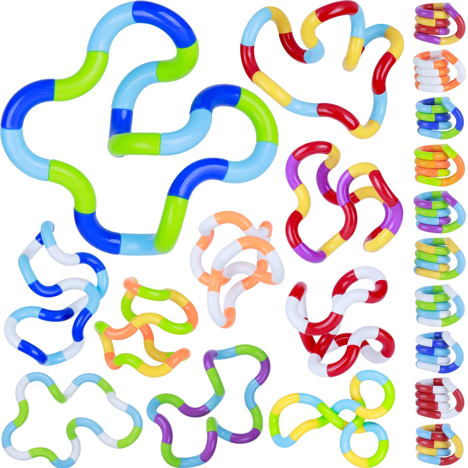 (20-Pack) Quiet Fidgets for Classroom Kids Silent ADHD, Brain Imagination Tools Multicolored Fidget Twist Toys, Relaxation Therapy & Stress Relief Education Toys - Gift for Teens and Adults
