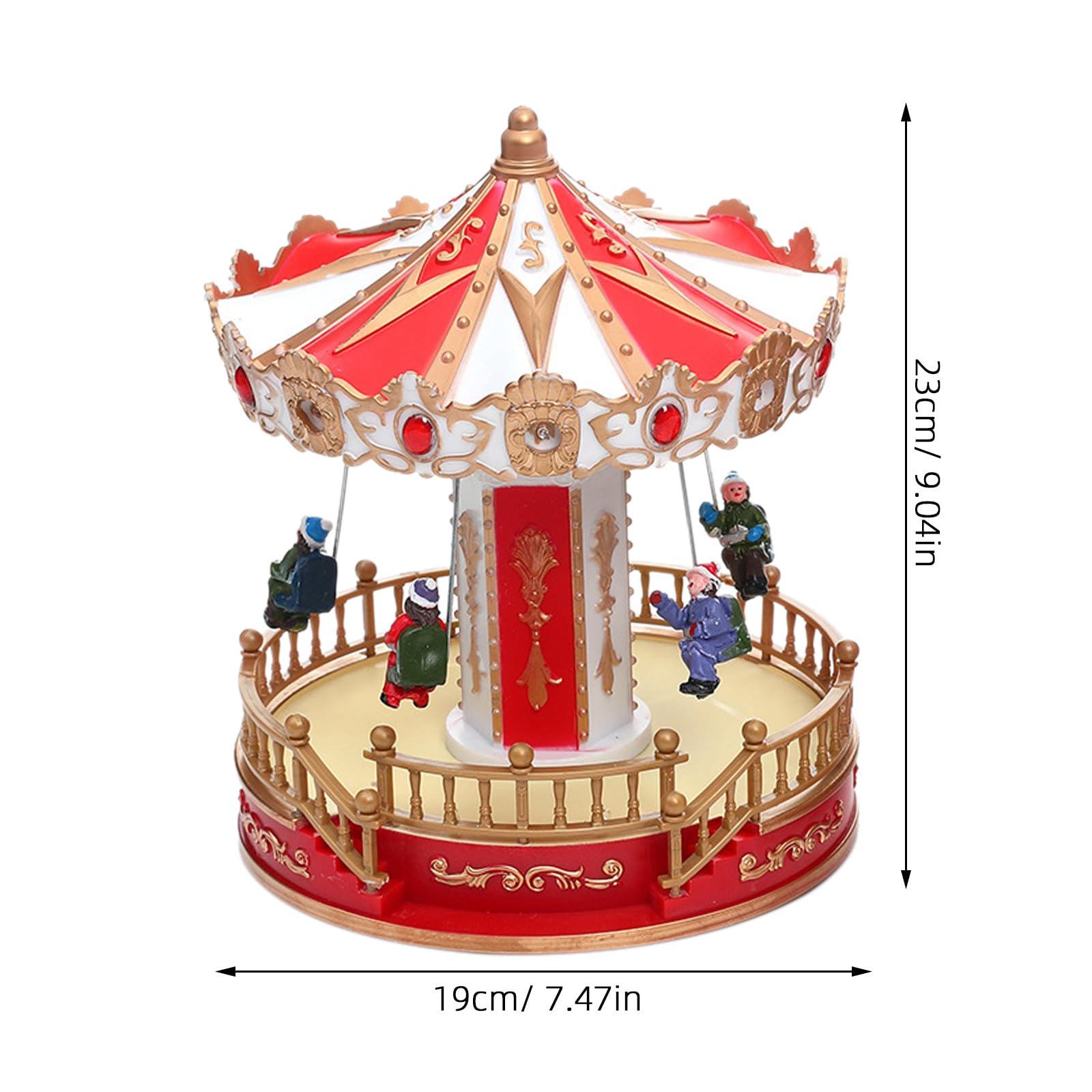 TOYANDONA Giostra natalizia illuminata: giostra rotante in resina - Decorazione da tavolo con Babbo Natale a LED e musica - Statuetta musicale a forma di altalena per le feste, ideale per decorare