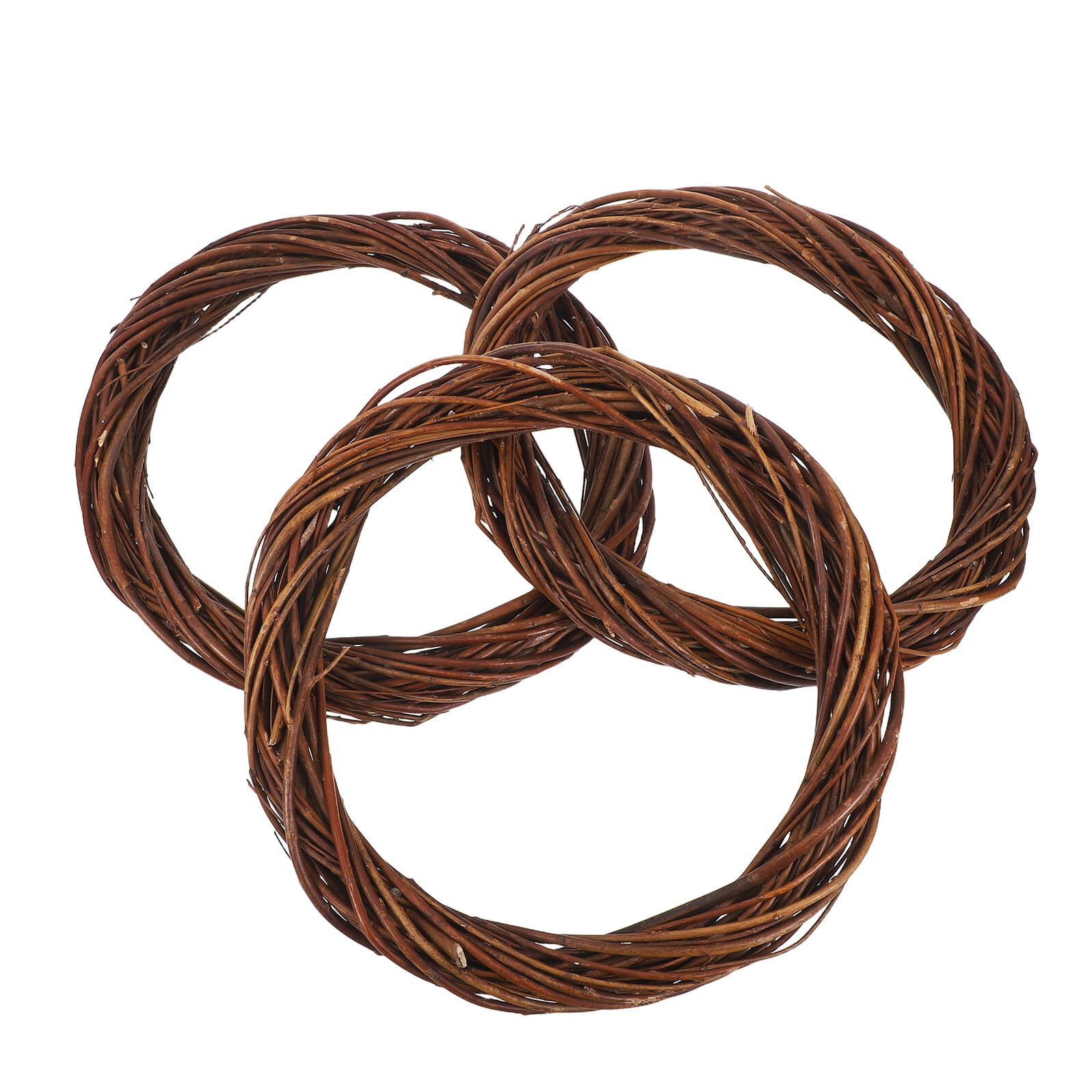 VANZACK 3 Stück Rattan Weinrebenkranz 30cm Handgeflochtene Selbstgemacht Weidenkränze für Hochzeits und Weihnachtsdekoration Runde Türgirlanden aus Natürlichen Zweigen