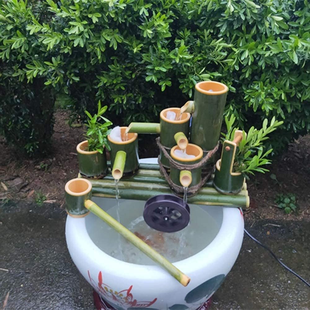 Fontaine de Jardin en Bambou avec Pompe, Sculptures et Statues de Cascade, décoration extérieure, Cadeau Japonais, 45 cm, Fontaine d'intérieur