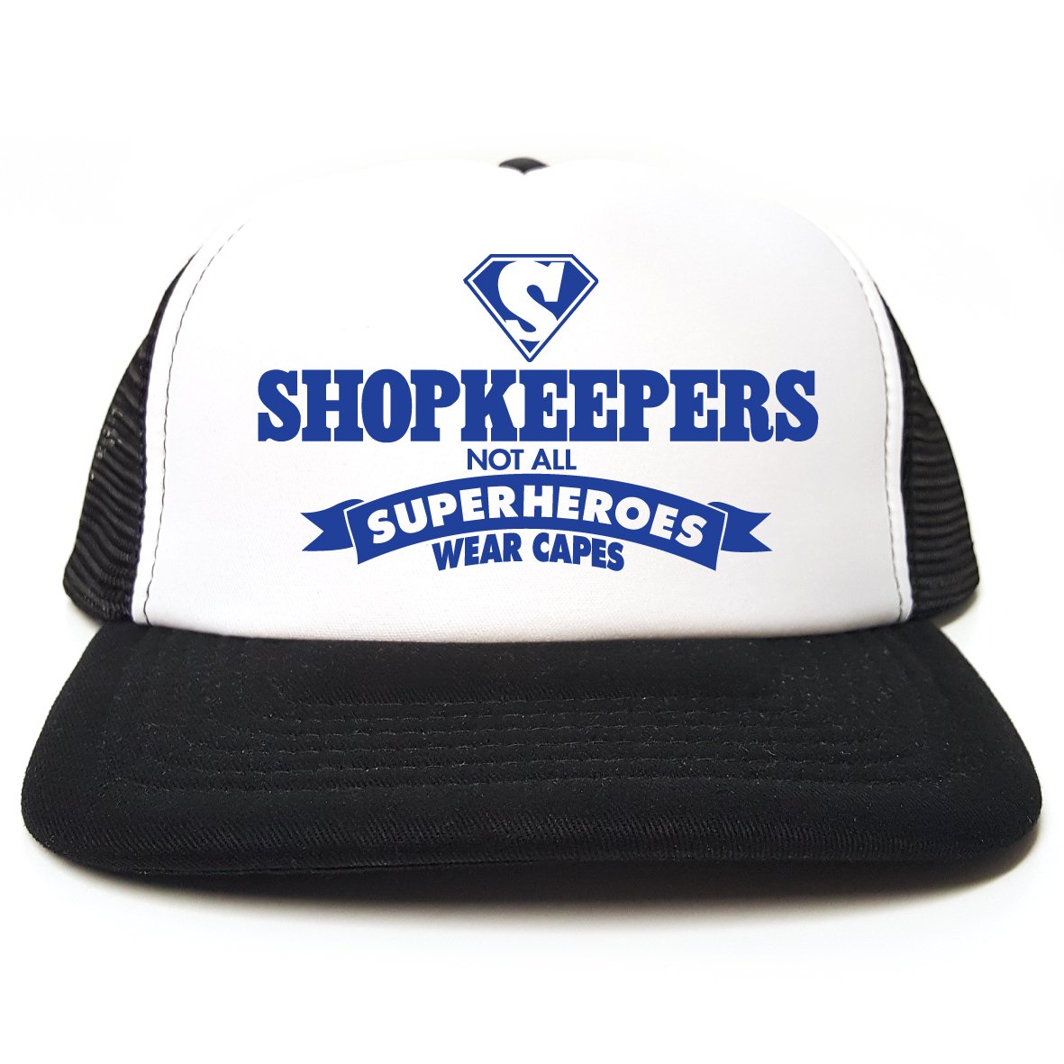 Rocket Fuel Clothing Black Rocket Fuel 'Shopkeepers - Not All Superheroes Wear Capes' Funny Printed Trucker Cap