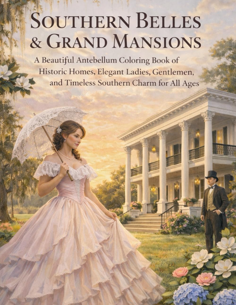 Southern Belles & Grand Mansions: A Beautiful Antebellum Coloring Book of Historic Homes, Elegant Ladies, Gentlemen, and Timeless Southern Charm for