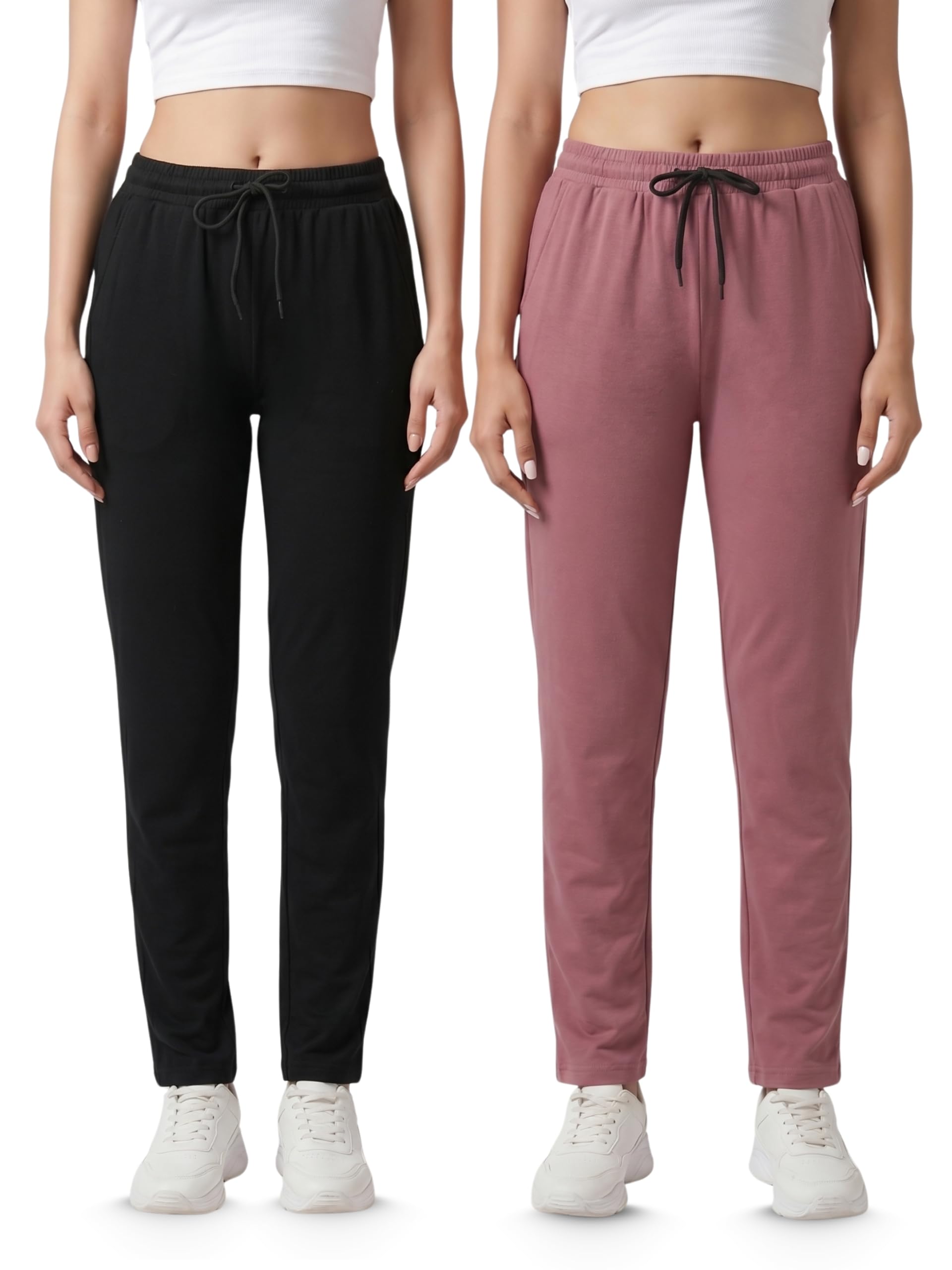Cotton Solid Track Pant/Lounge Wear/Pocket Payjama �100% Export Quality Soft Cotton Night Wear/Pocket Pyjama for Women Combo Pack, Black & Blue Pyjama-image-22