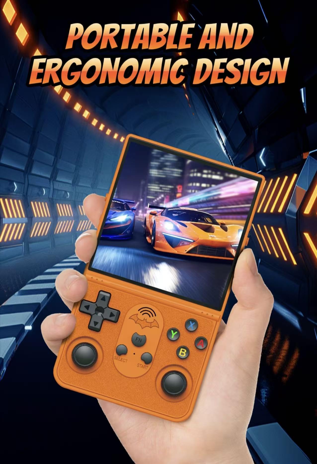 Nouvelle console de jeu portable avec écran IPS de 4", carte mémoire intégrée de 256 Go et 40 000 jeux, prise en charge du système Linux, Wi-Fi et Bluetooth, bleu