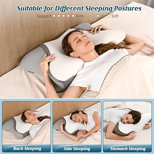 Miniatura 7 de Almohada cervical para el cuello, almohada refrescante para aliviar el dolor de cuello, almohada ergonómica para dormir de lado, almohadas de espuma