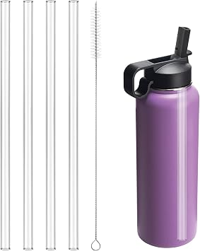 4Pack Replacement Straws for 40oz ThermoFlask Wide Mouth Water Bottle Straw Lids