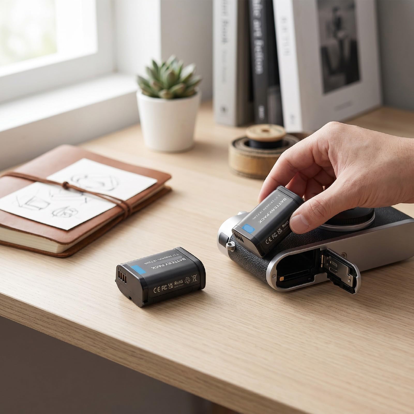 Zunate Cargador de Batería para Cámara, Paquete de 2 Baterías Recargables de 2600 MAh, Repuesto de Accesorios para Cámara de Energía de Reserva para Q2 Q3 Q3 43 SL2 SL2 S SL3 SL3 S