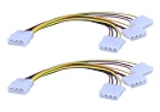 zdyCGTime 2-Pack Molex 4 Pin Power Supply Y Splitter Cable - 3 Female to 1 Male(8 Inchs)