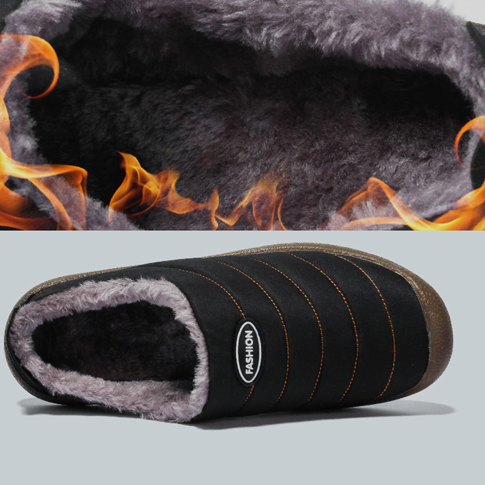 Zapatillas de estar por casa para mujer con talón cerrado, zapatillas forradas cálidas, impermeables, para interiores y exteriores, con suela gruesa antideslizante, forro polar, zapatos de cabaña