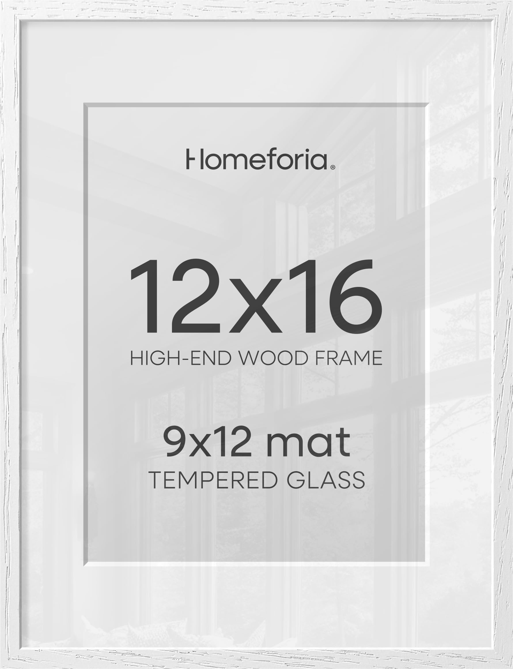Homeforia 12x16 White Oak Picture Frame, High-End Wood, 9x12 Mat, Glass | High End Solid Oak Wood, Tempered Glass, Acid-Free 9x12 Removable Mat, 12x16 Edge-to-Edge Display 16x12, Wall Kit, Set Of 2