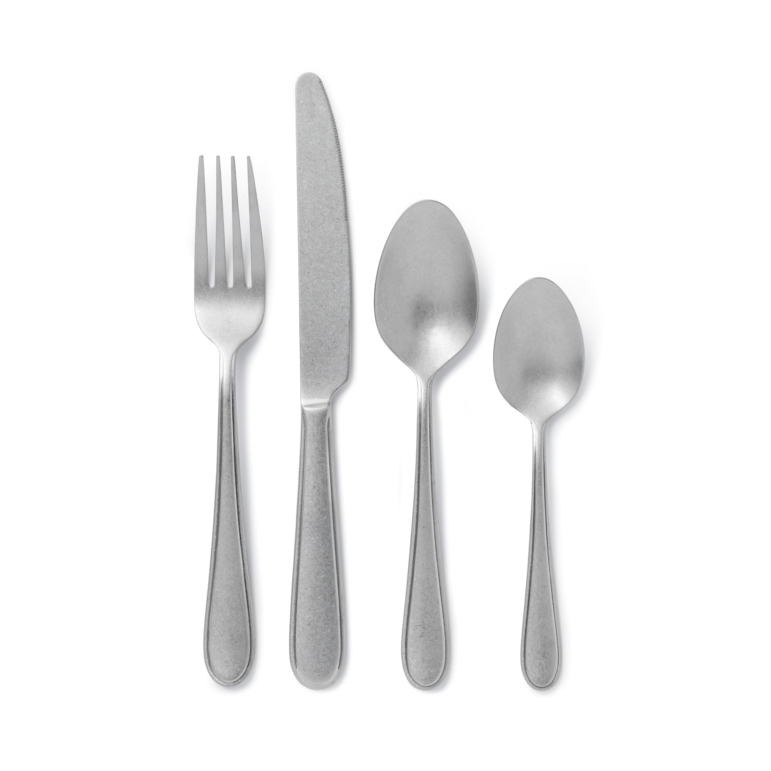 Jamie Oliver Big Love Antique Finish Classic Cutlery Set, 16-Piece Silverware Service Set, Including Knives, Forks and Spoons, Dishwasher Safe, Gift Boxed
