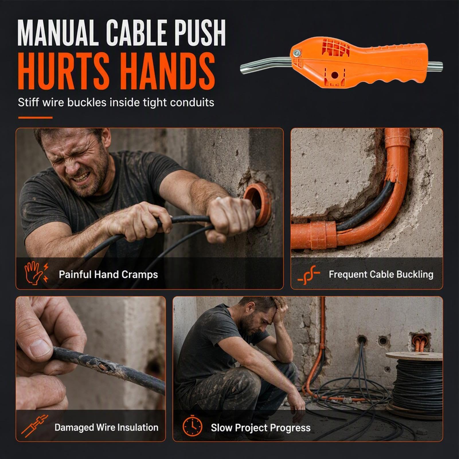 Extractor automático de cables, mango ergonómico, herramienta resistente
