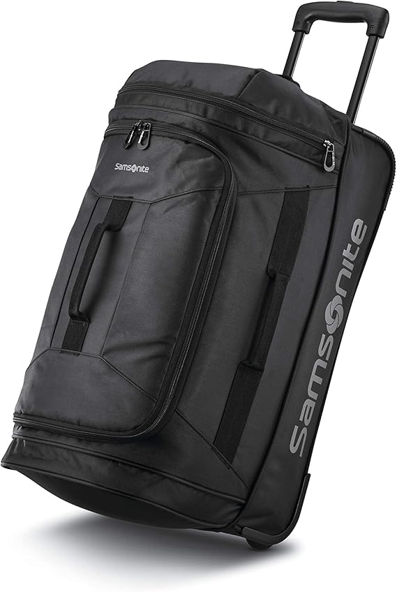 Samsonite Andante 2 Wheeled Duffel Bag 22-Inch Durable Rolling Luggage with Inline Skate Wheels, Push-Button Handle & Spacious Compartments Travel-Friendly and Lightweight - All Black