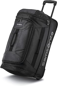 Samsonite Andante 2 Wheeled Duffel Bag 22-Inch Durable Rolling Luggage with Inline Skate Wheels, Push-Button Handle & Spacious Compartments Travel-Friendly and Lightweight - All Black