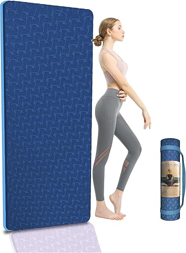 Tapete de yoga de 13 de pulgada QMKGEC de 0.315 pulgadas, elastómero termoplástico, antideslizante, extra grueso, de alta densidad, respetuoso con