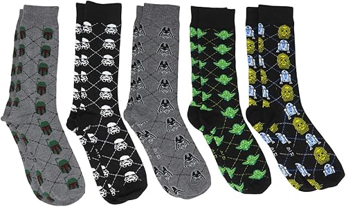 Hyp Star Wars Characters Argyle Crew Socks 5 Pair Pack - Star Wars Gifts For Teens