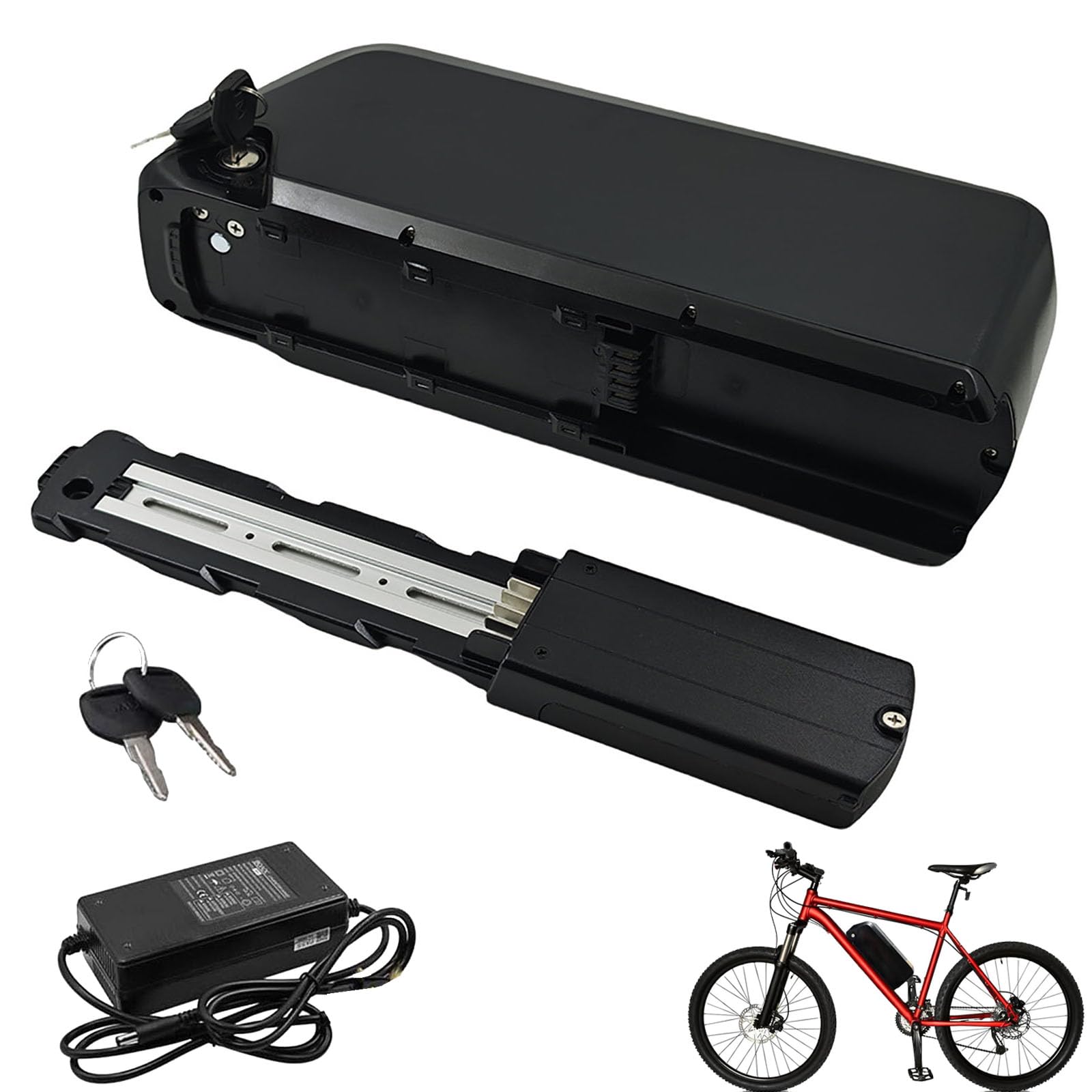 52V 48V 36V Lithium-Akkupack 10,4Ah 12Ah 15Ah 17,5Ah 20Ah 25Ah Unterrohrakku mit Ladegerät und Schalter für E-Bikes