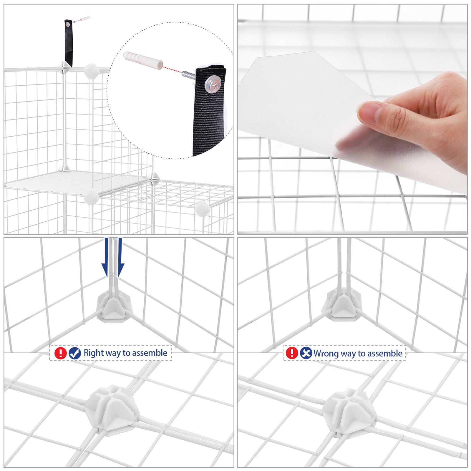 Organizador de estantes de 16 cubos, estantería modular, estante de armario de bricolaje blanco ULPI44W 6