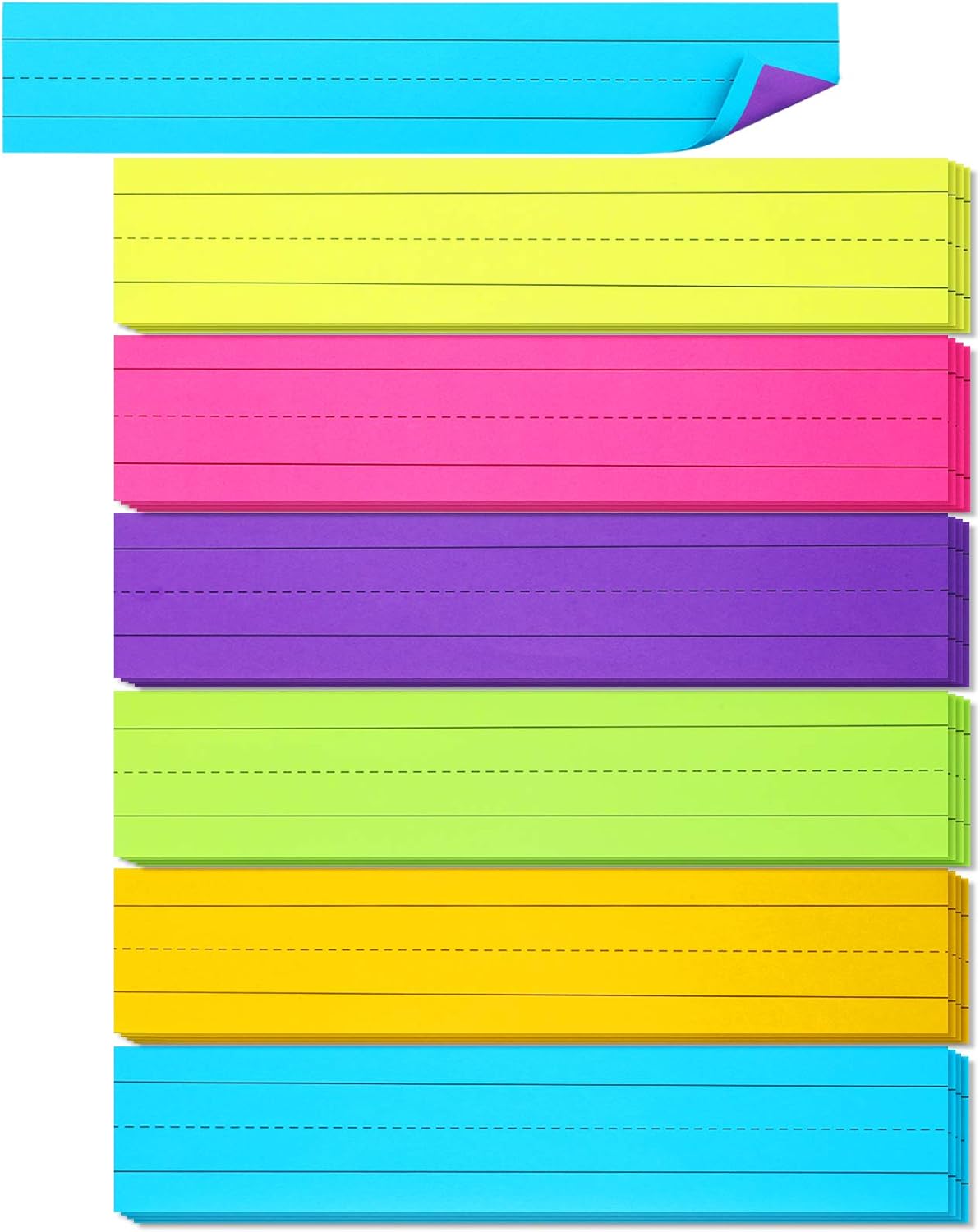 Amazon.com : 150 Sheets Sentence Strips Ruled Rainbow Sentence Learning ...