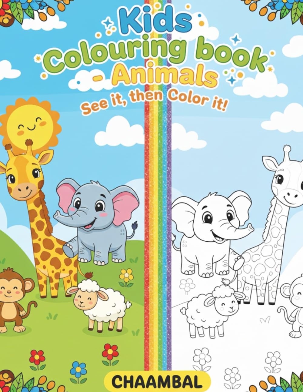 Kids Colouring Book - Animals: See it, then Colour it..