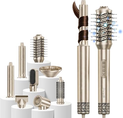 DORISILK Estilizador de cabello 8 en 1 y secador de pelo, secador de pelo, 110,000 rpm, cepillo caliente de alta velocidad y rizadores de envoltura