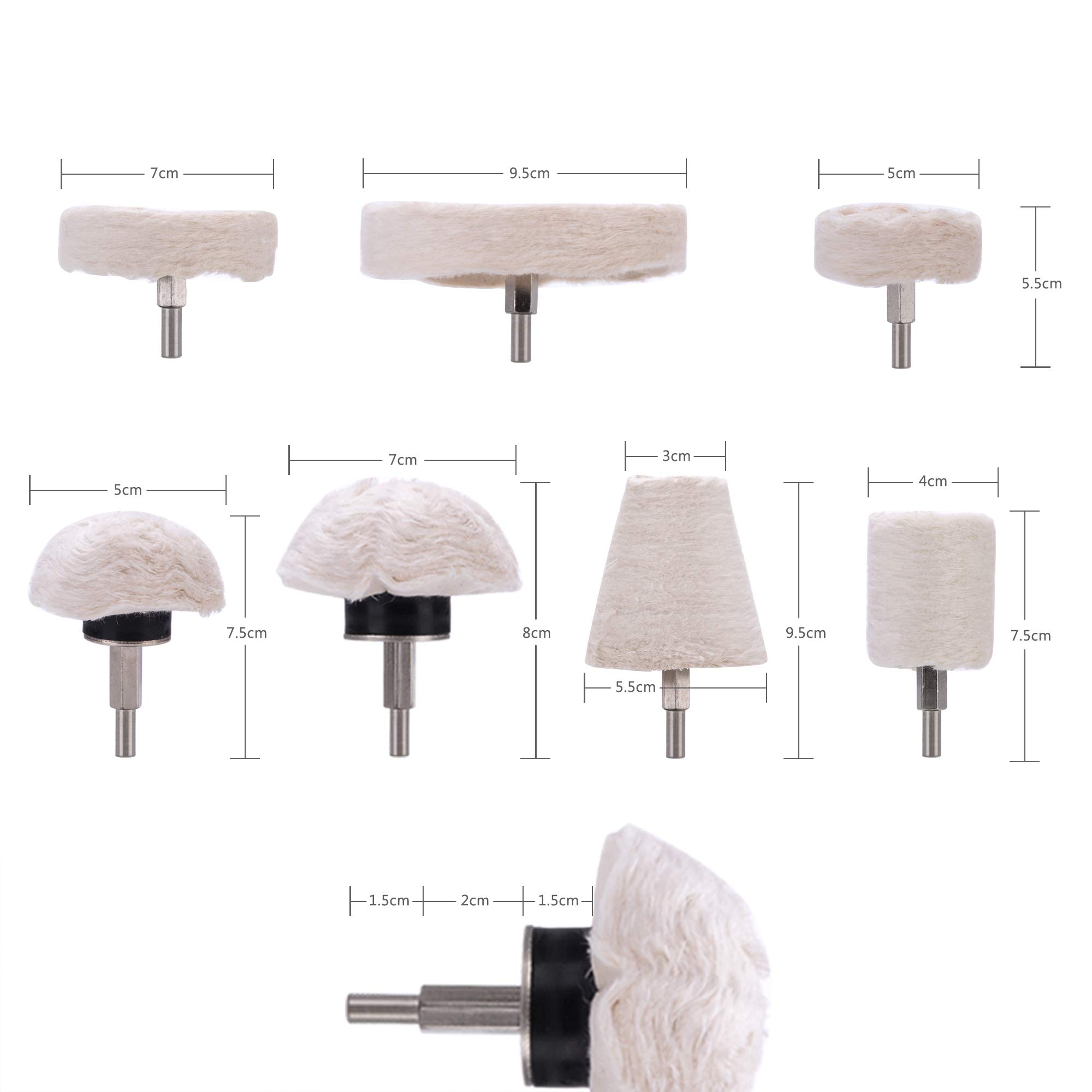 Dischi per lucidatura, 7 pezzi, per lucidatura, per trapano a batteria, set di lucidatura, in cotone, acciaio inox, cromo, alluminio, lucidatura, ruota per auto, moto, gioielli