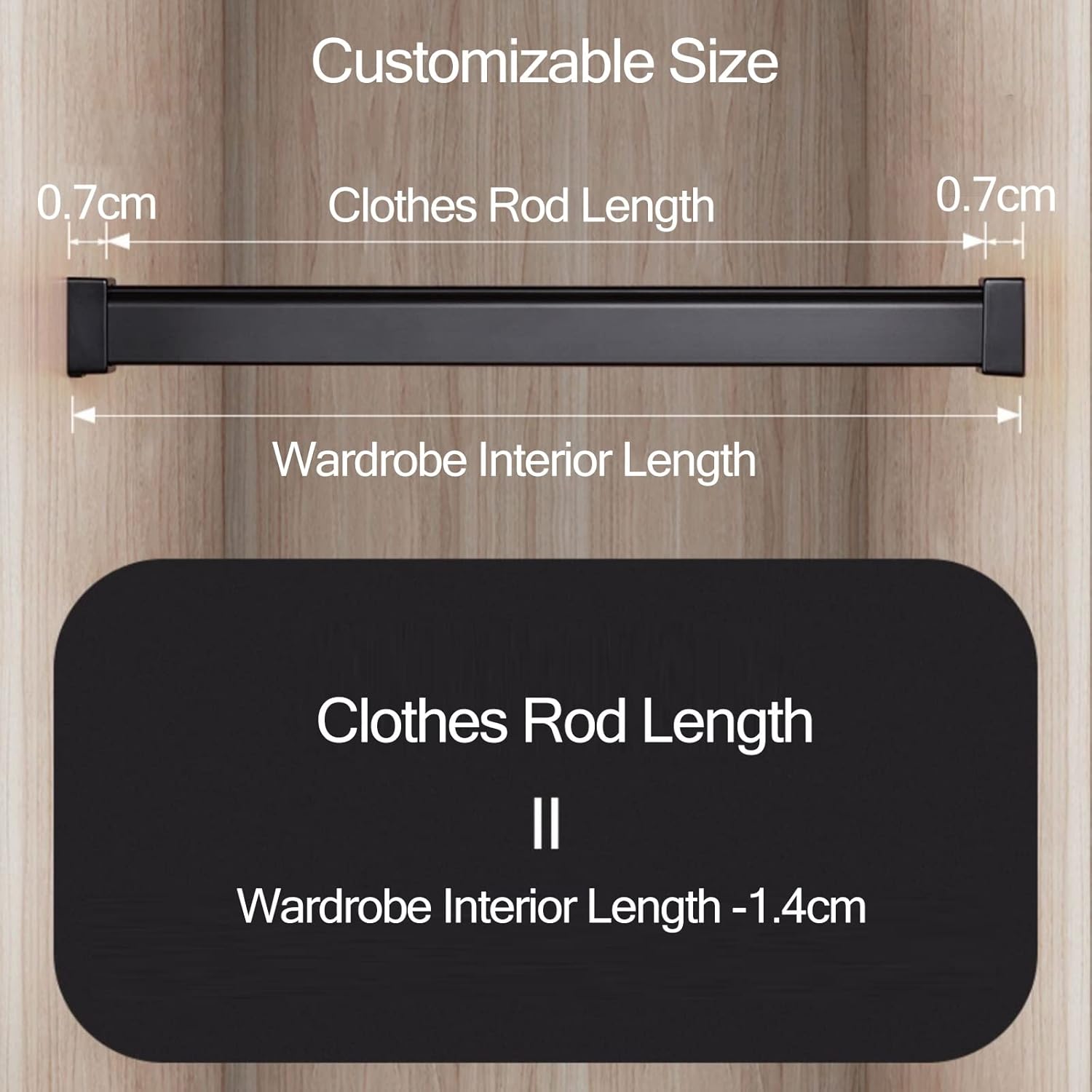 Sturdy Metal Closet Rod & Shelf, Heavy Duty Wardrobe Rod Wall Mount with Support Bracket Kits for Hanging Clothes/Hangers, Load 100KG