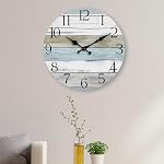 Wall Clock, Silent Non Ticking Wall Clocks Battery Operated, Rustic Wooden Clocks Decorative for Kitchen, Bathroom, Bedroom, Living Room, (8 Inch)