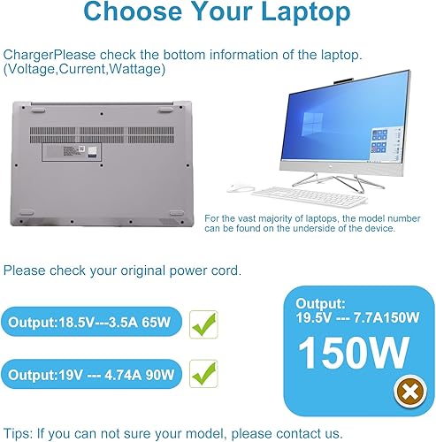 Miniatura 6 de Cargador compatible con HP Pavilion todo en uno de 27" 24" 23" 22" 21" 20" 19" 18" ProDesk 400 600 260 405 HP EliteDesk 705 800 805 Omni 120 100