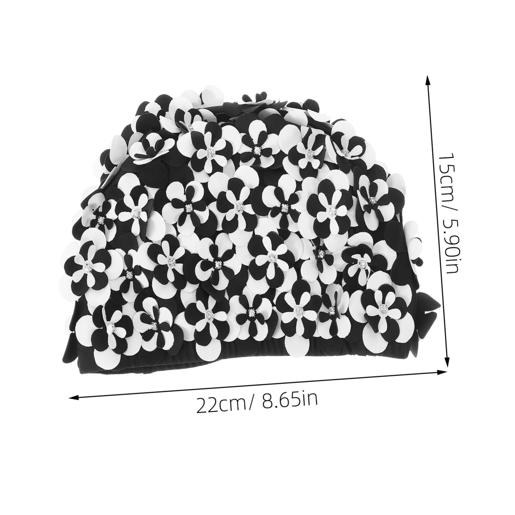 Gorro de natación Rana Sombrero de Verano Gorro de baño o de Piscina o Impermeable o de baño Floral o de baño para Mujer Pelo Largo algodón Black
