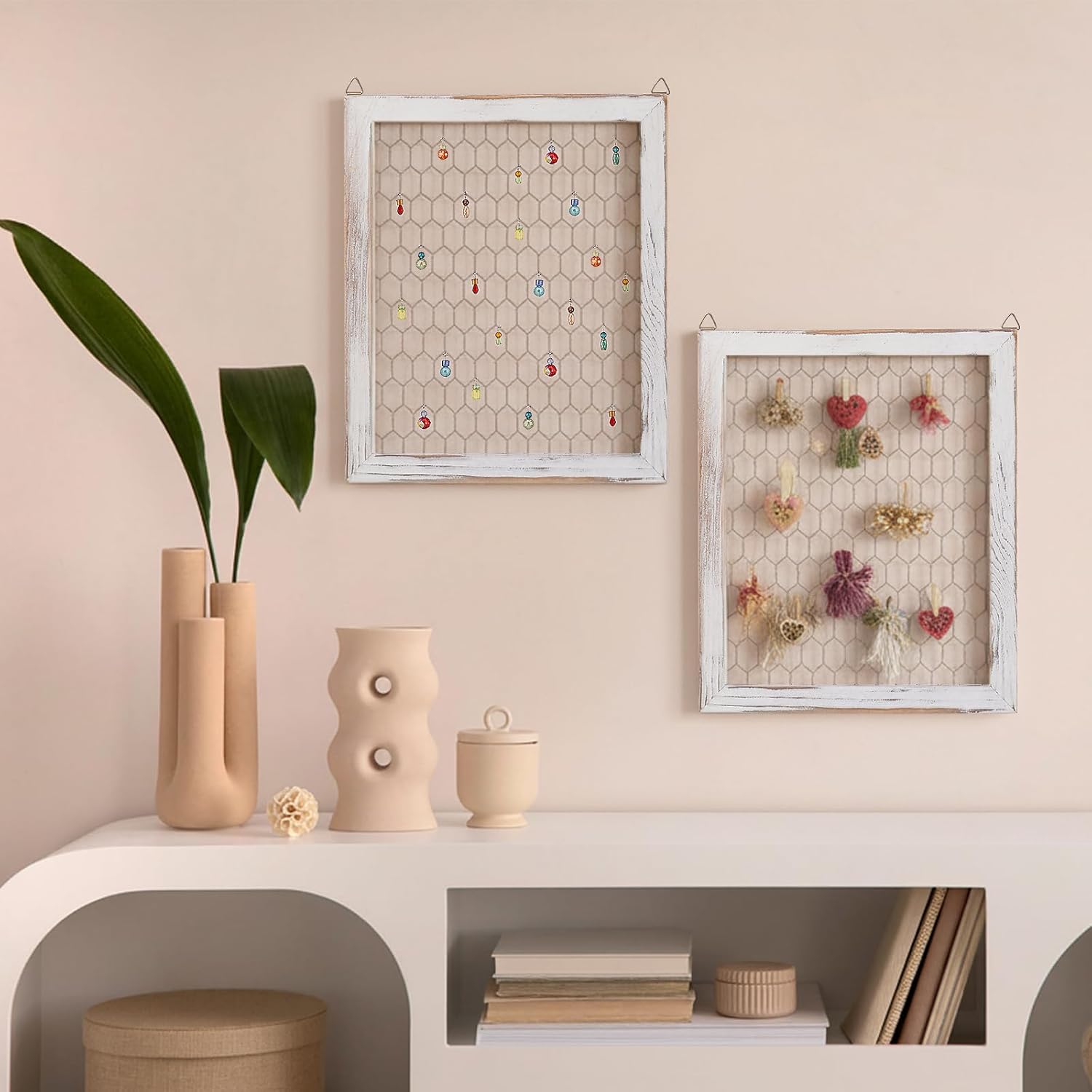 Kathfly 4 Pcs Unfinished Wood Chicken Wire Frame Creations Rustic Unfinished Window Frame with Chicken Mesh 11 x 9.5 Inch for Wall Organizer Jewelry DIY Country Photos of Handicraft(Bright Color)