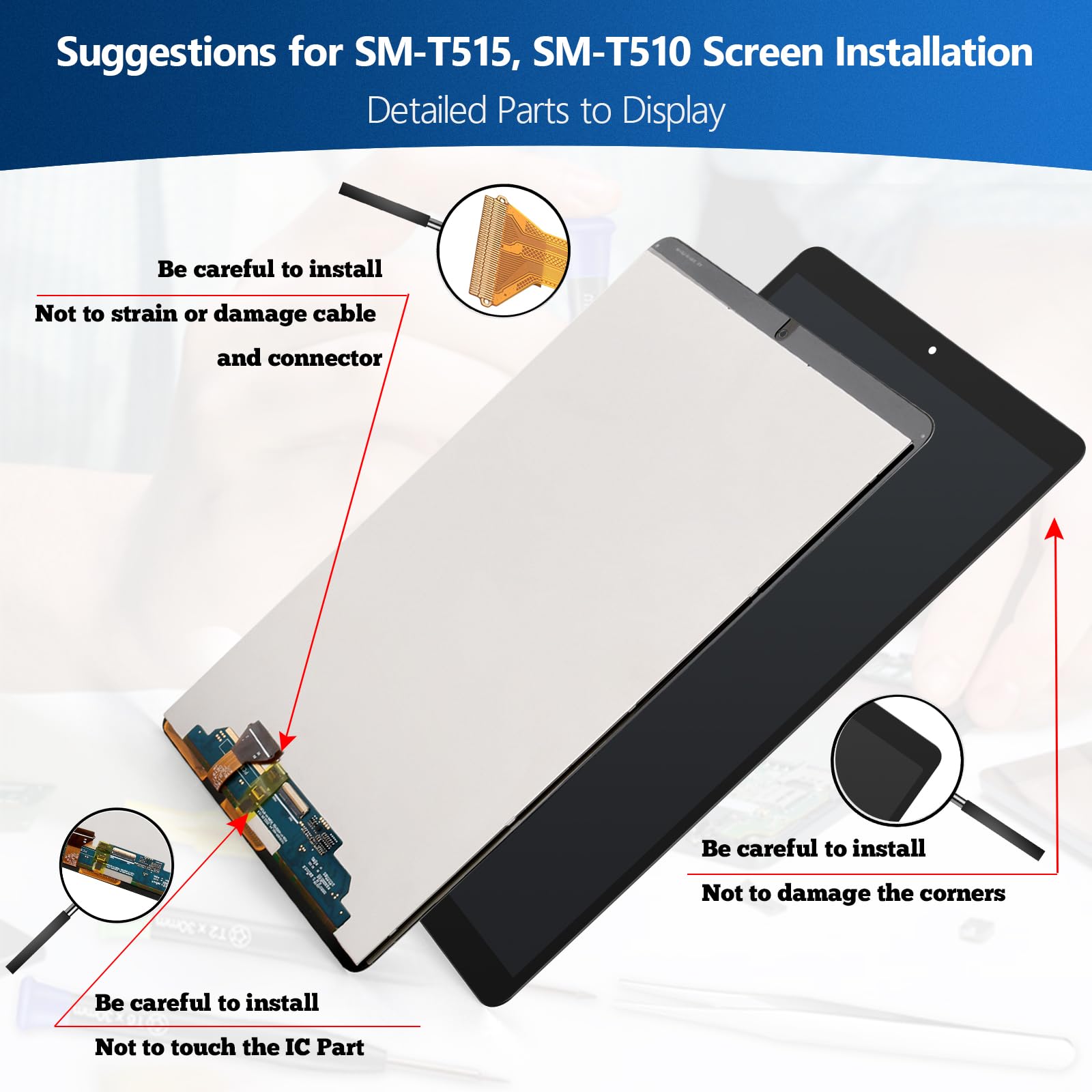 Tavoletta Schermo per Samsung Galaxy Tab A 10.1 2019 T510 T515 Display Digitalizzatore Touch Screen LCD per Samsung Galaxy Tab A 10.1 2019 Schermo LCD Display + Kit di Riparazione