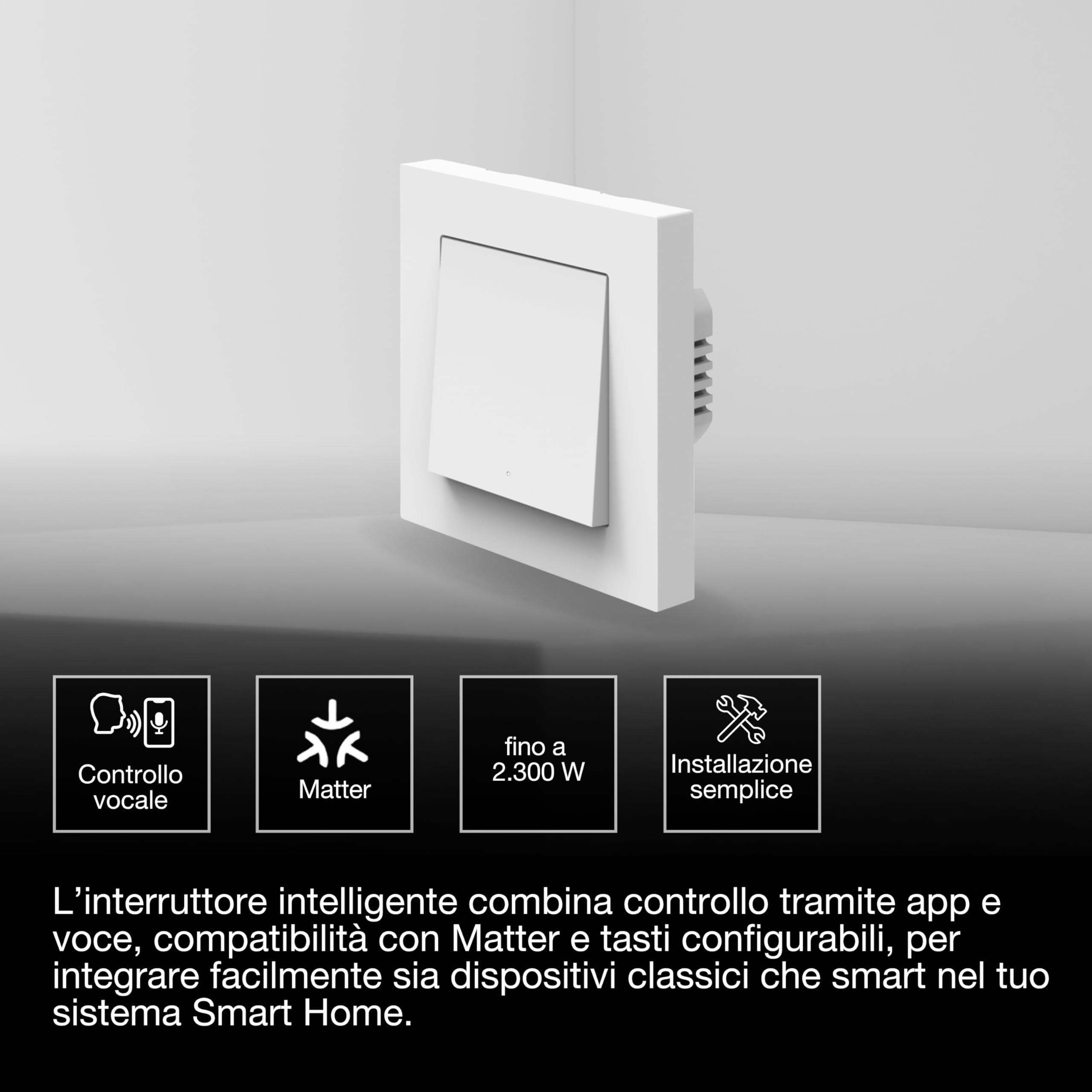 OSRAM Interruttore da parete SMART+ WiFi Matter 1CH 10AX IP20