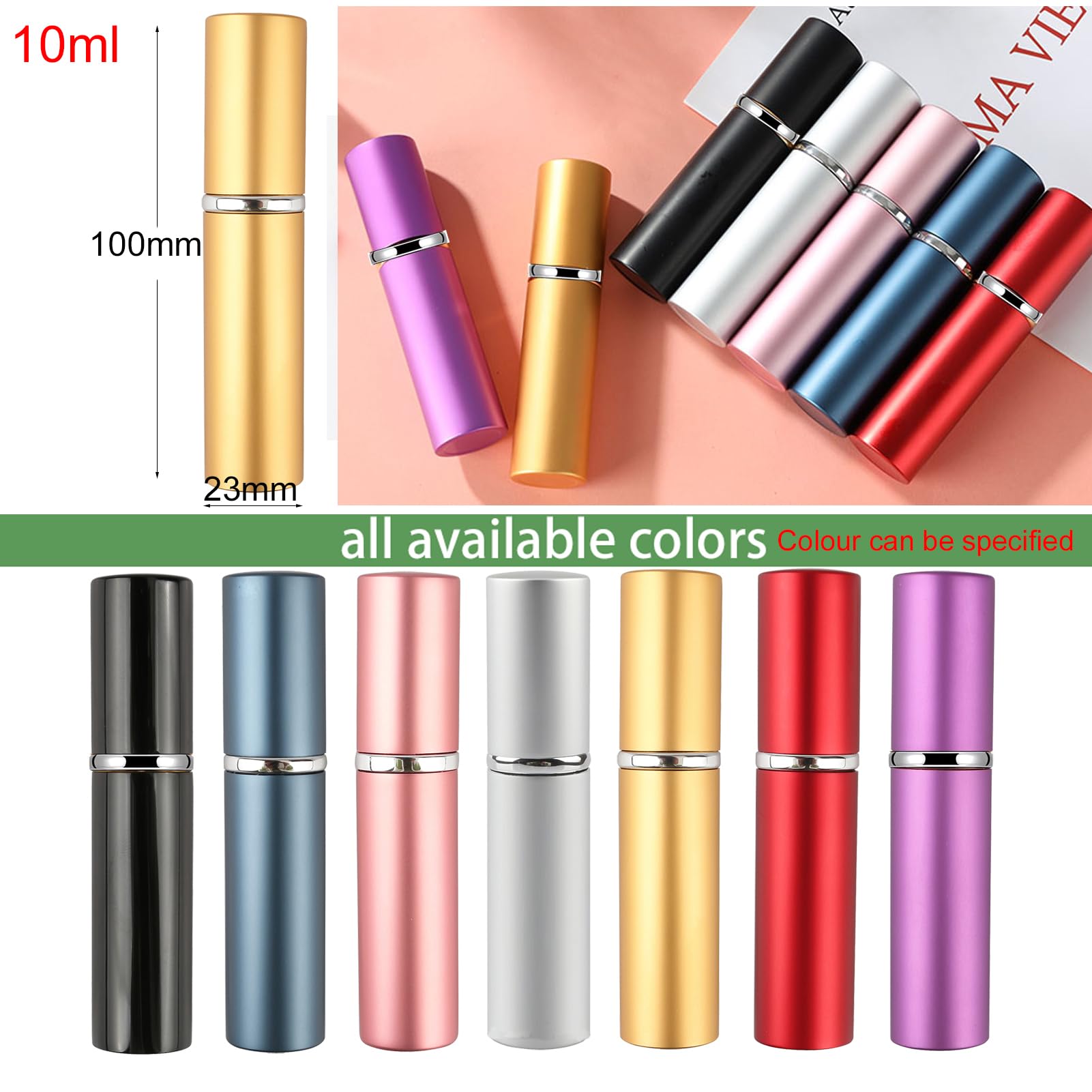 24 Piezas Mini 10 ml Aluminio Rosa Botella de Spray Pequeño Vidrio Vacías con Bomba en Spray de Niebla Fina Atomizador Muestra para Perfume Artículos de Agua Líquidos Cosmético Viaje
