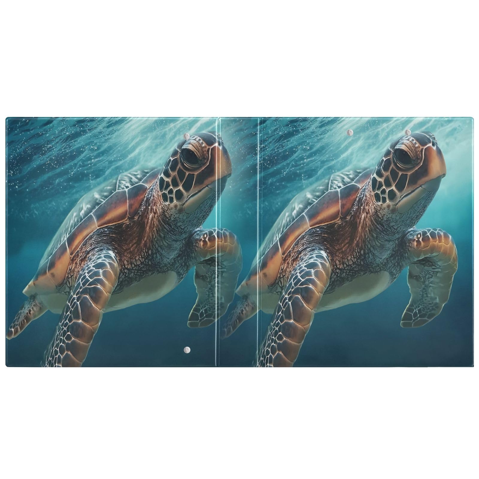 Raccoglitore a 3 anelli Sea ??Tartaruga 3,8 cm anelli rotondi contiene 200 fogli, 3 raccoglitori ad anelli con clip in metallo antiscivolo