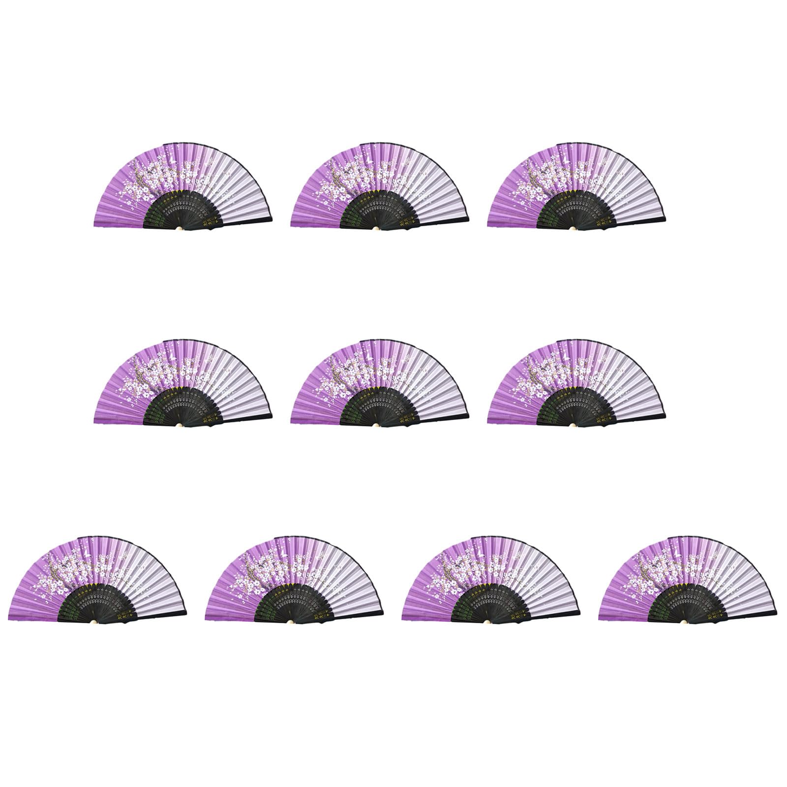YWLUUOO 10Pcs Traditional Bamboo Hand Fans with Delicate Patterns for Asian Themed Decoration Presents Decorative Fan