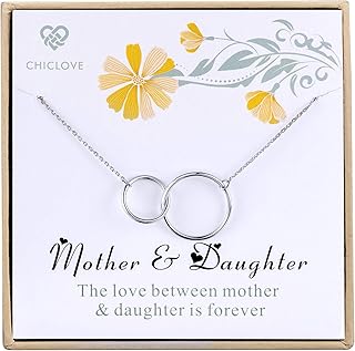Mother Daughter Necklace - Mothers Day Jewelry Gift - Sterling Silver Tw...