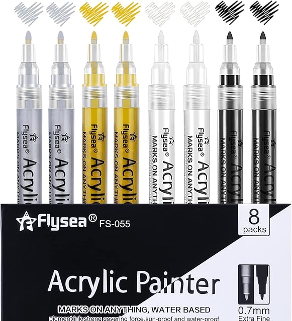 Paint Marker Pens 8 Pack Bullet Tip Marker Pens Assorted Colors for Fabric Arts Stone