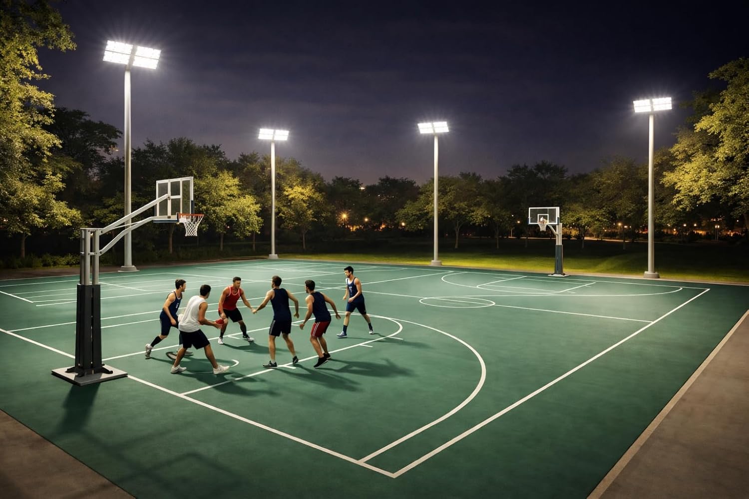 REXTiN LED Stadium Flood Light: Outdoor High Power Adjustable Angle Heavy Duty Waterproof - Area Lighting for Sports Court Parking Lot Area Tunnel (200W)