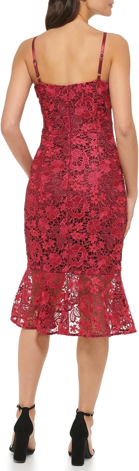 Guess Womens Lace Midi with Flounce Hem Dress - Image 2