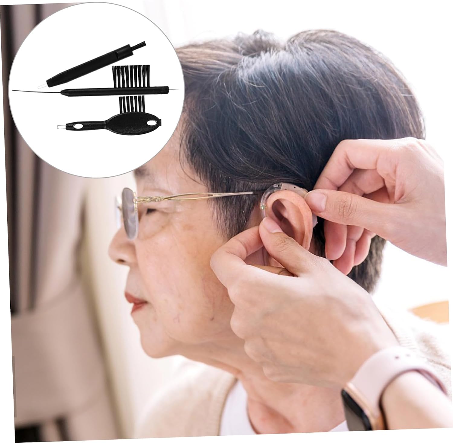 3Pcs Portable Hearing Aid Cleaning Brush with Magnet Tube Brush for Earwax and Debris Removal Handheld Vent Tube Cleaner for Hearing Aid Maintenance