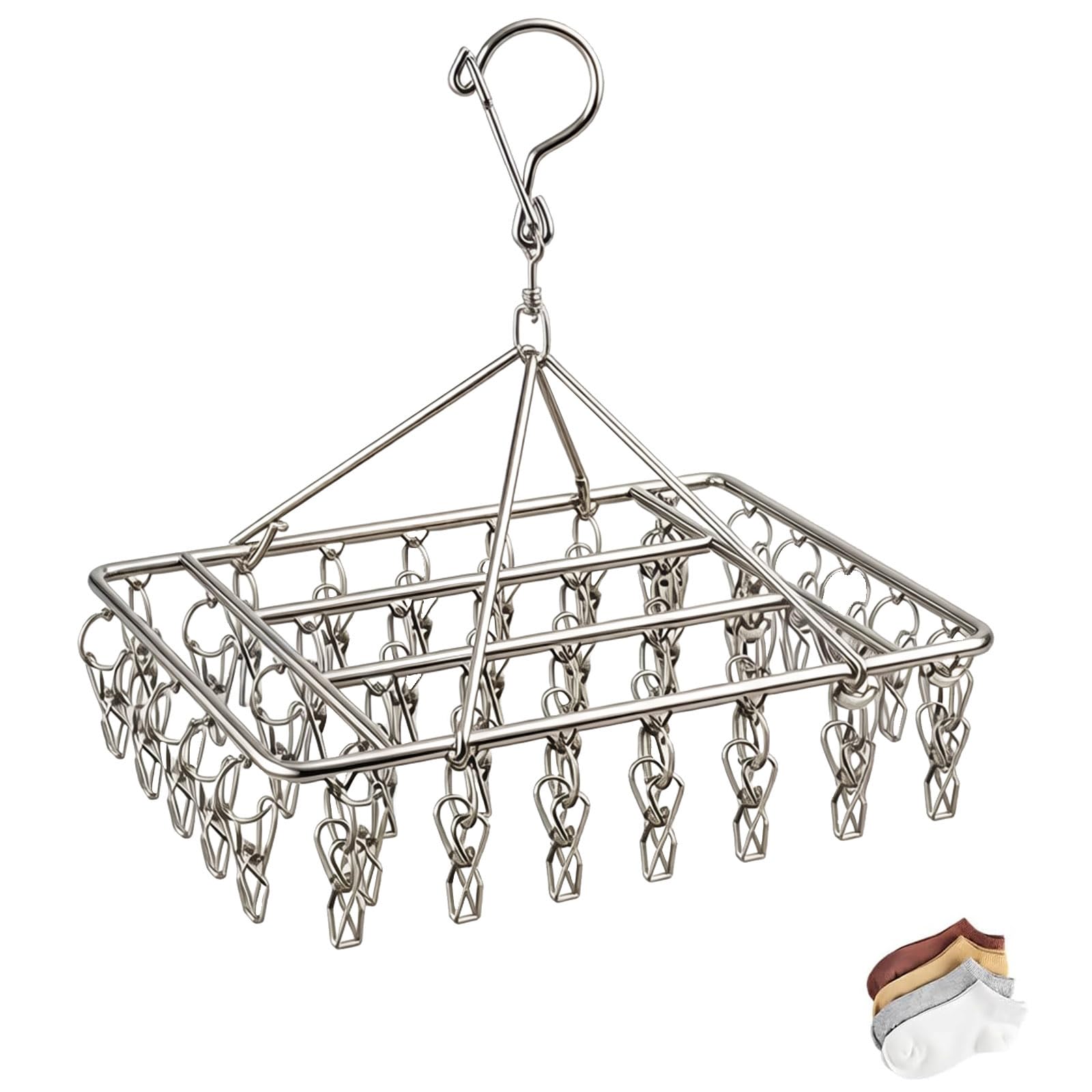 Sock Hangers for Drying, 40 Pegs Underwear Dryer Hanger, Sock Hanger for Washing Line, Clothes Drying Rack Outdoor with Clips Drying Rack for Small Items Compact Laundry Solution for Home Use