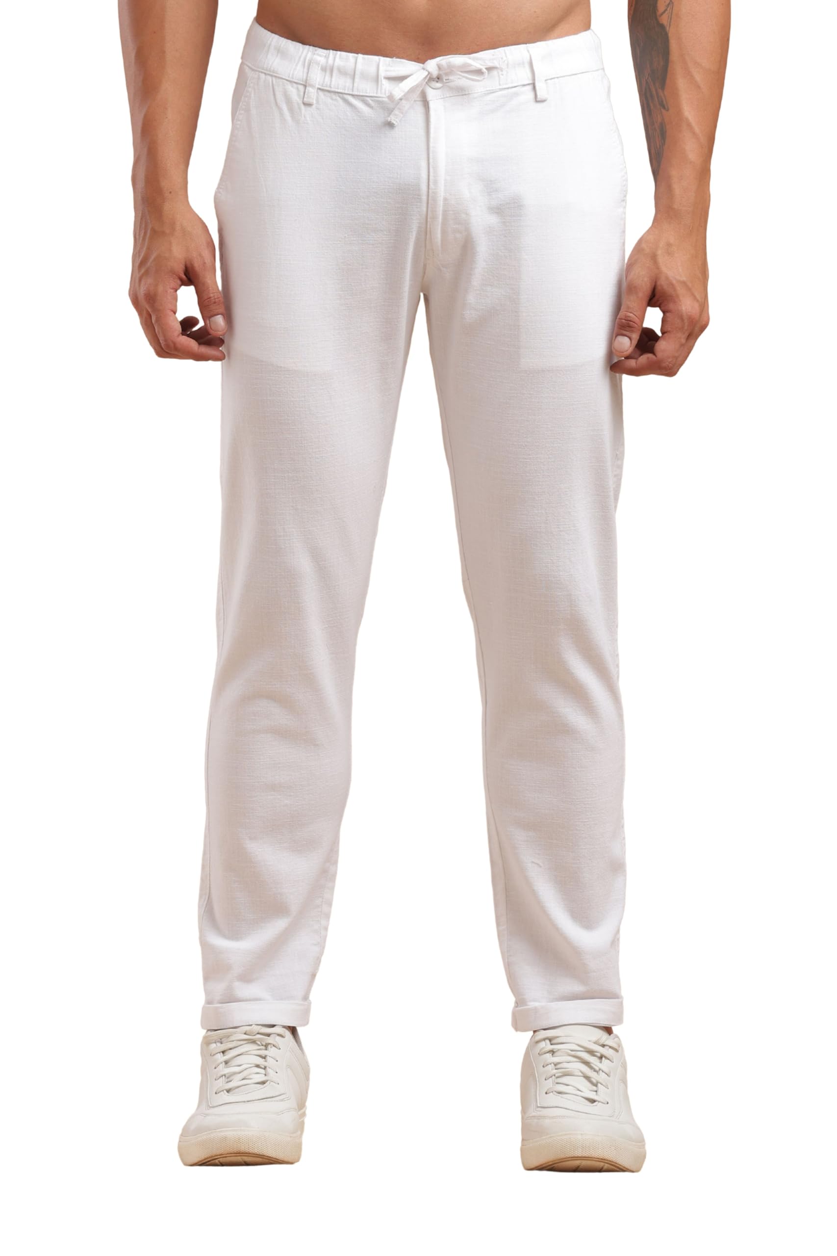 blue squad Men’s Linen Trousers | Lightweight and Breathable Summer Pants | Regular Fit Casual Bottom Wear for Office Travel and Daily Use | Soft Comfortable Linen Fabric-picture-1