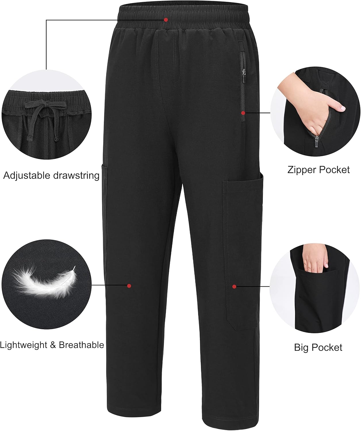 Roadbox Kid's Waterproof Fishing Pants - Outdoor Athletic Jogger Sweatpants with Pockets for Running Skiiing Hunting Black : Clothing, Shoes & Jewelry